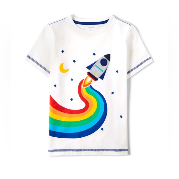 Gymboree Other - Gymboree White Tee with Rainbow Rocket Design size 12